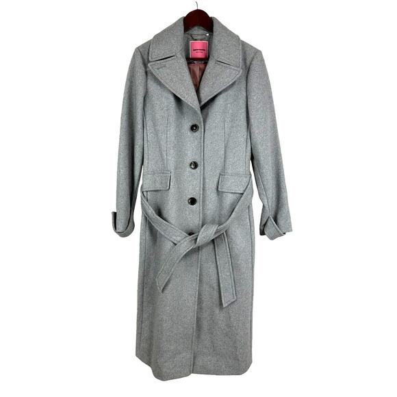 Kate Spade NWOT Gray Belted Notch Collar Coat Trench Size S Wool Blend Overcoat - Picture 4 of 12